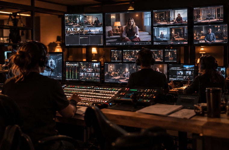 Live multicamera production monitors in a control room