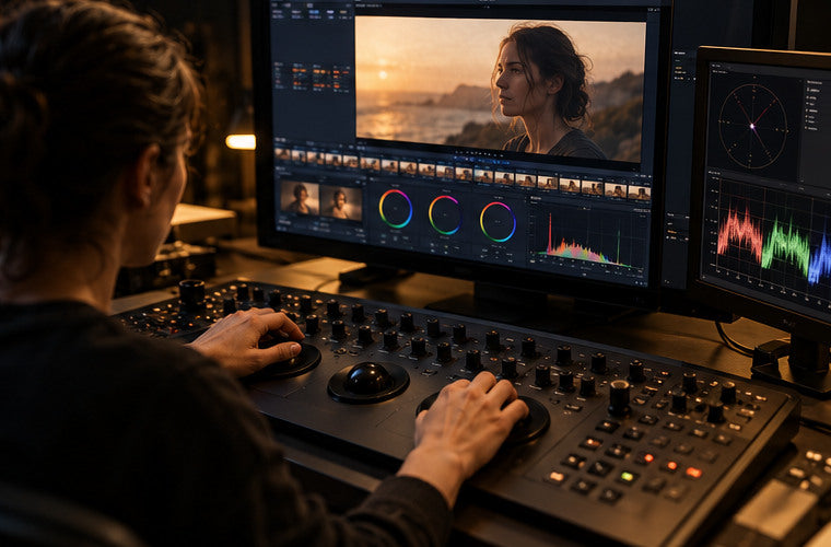 Colorist using a professional grading control surface